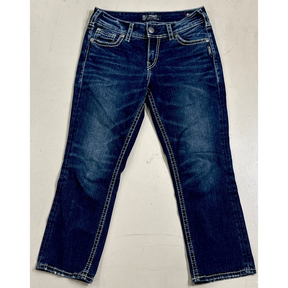 Women's Silver Suki Capri Designer Jeans Mid Rise Blue W29 / L22